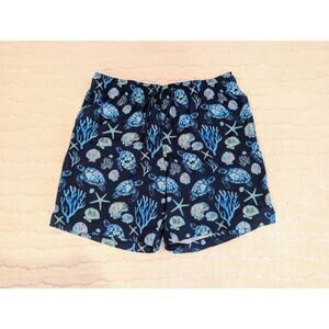 Men’s George Swim Trunks L (36-38) Navy Shell Coral Tortoise Print 7” Inseam